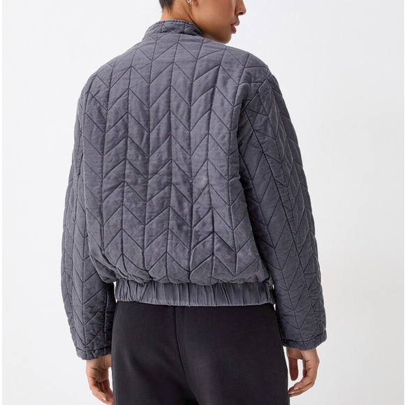 Only gray charcoal chevron pattern denim quilted jacket NWT - Picture 2 of 14